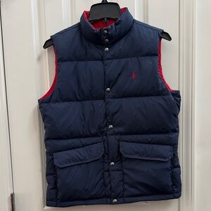 Polo Ralph Lauren Goose Down Interchangeable Navy Blue and Red Vest - Big Kids